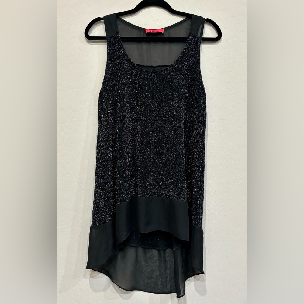 Carina Chiffon Black Sparkle Top, Large